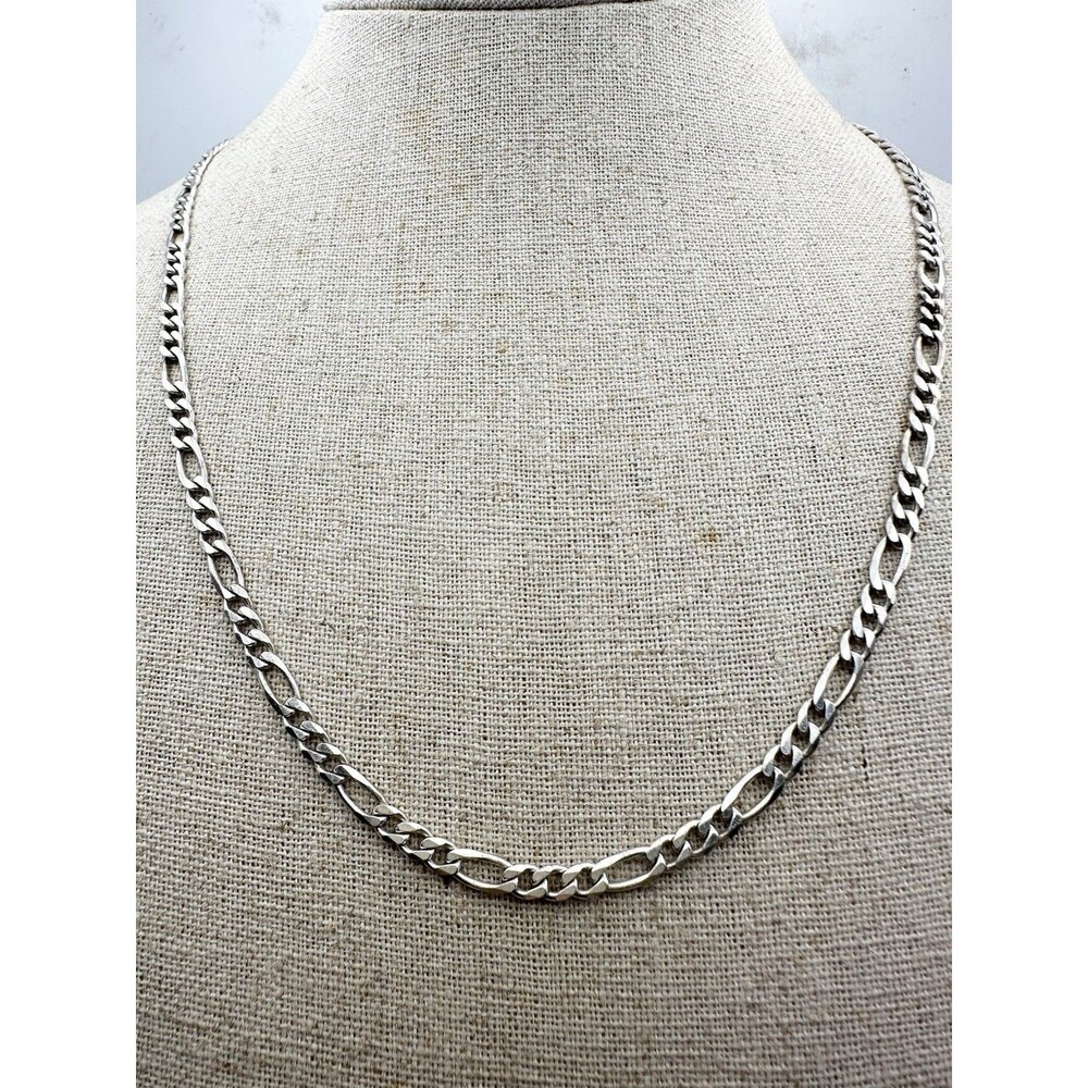 925 Italy Sterling Silver Figaro Link Chain Necklace 20” 3.8mm